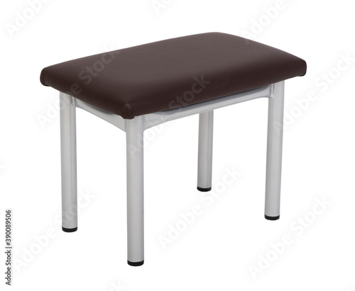Metal stool with leather seat