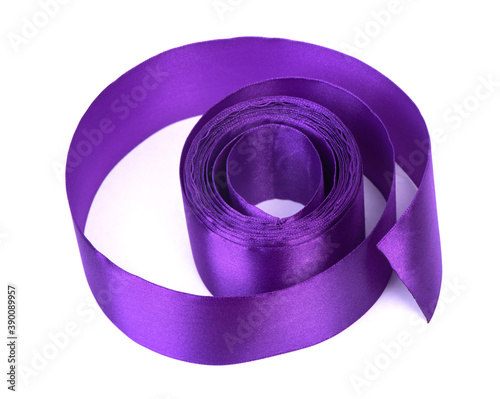 Rolled violet satin ribbon