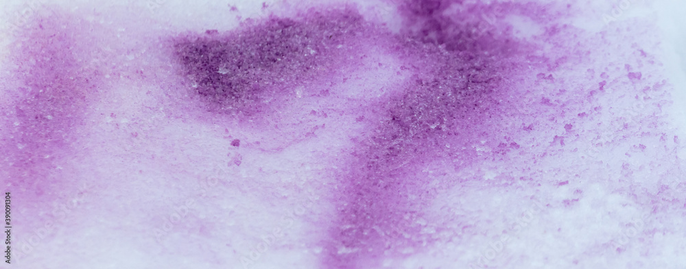 Purple paint on the snow in winter.