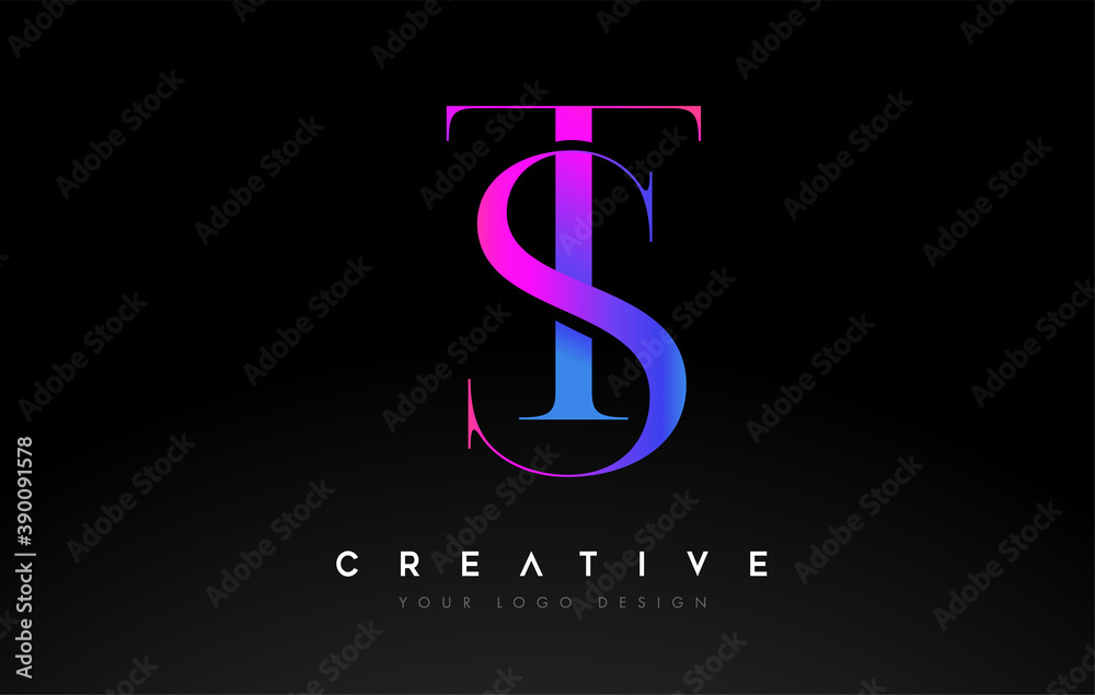 Fototapeta premium TS ST letter design logo logotype icon concept with serif font and classic elegant style look vector