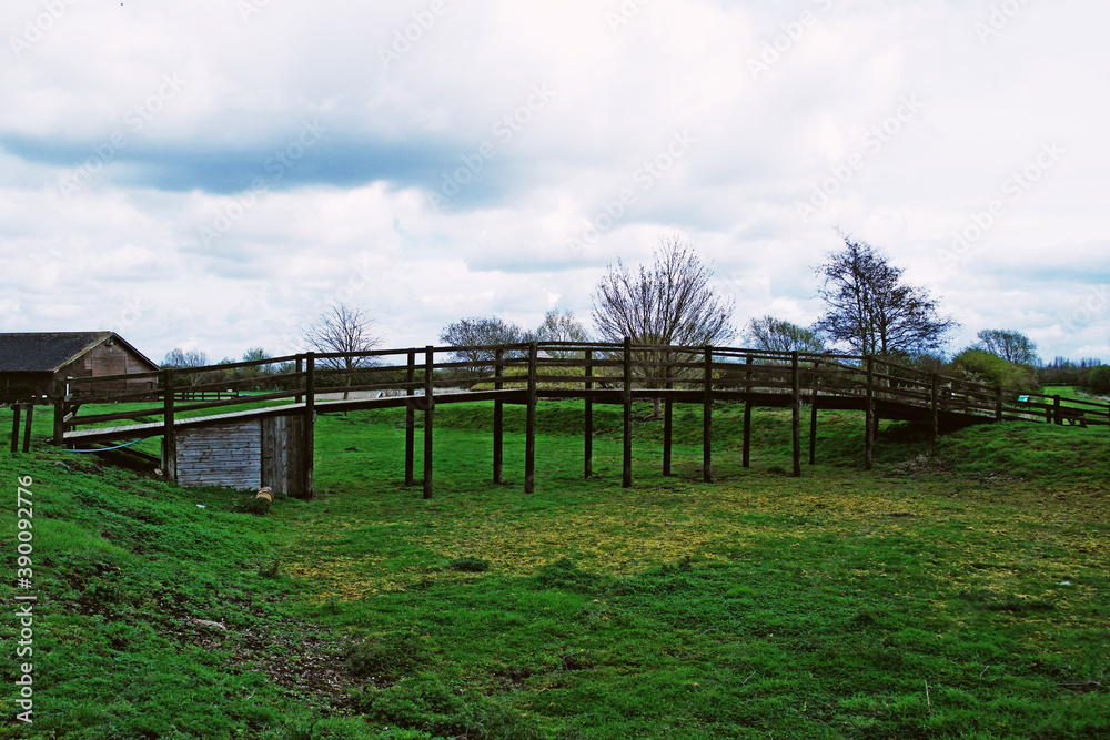 landscape with wooden bridge