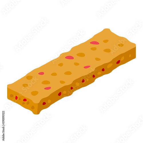 Muesli snack bar icon. Isometric of muesli snack bar vector icon for web design isolated on white background