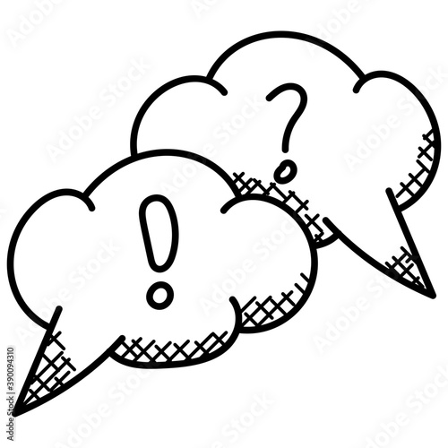 
Cloud chat bubbles with question mark and exclamation mark, questions and answers concept

