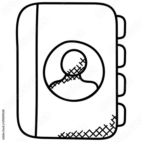 
Doodle vector icon of phone book
