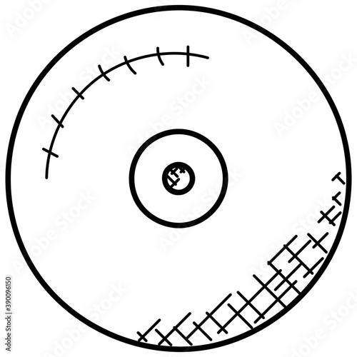 
A small plastic disk on which music or other digital information is stored 
