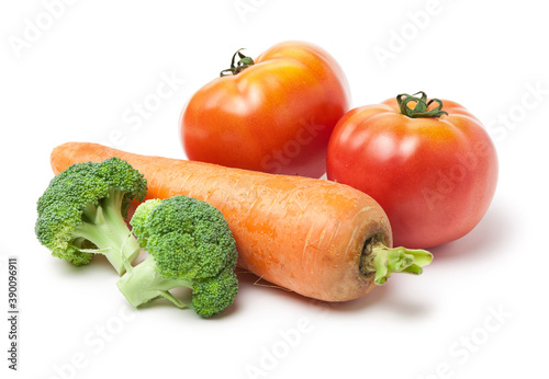 fresh tomato,carrot, broccoli vegetable on white background