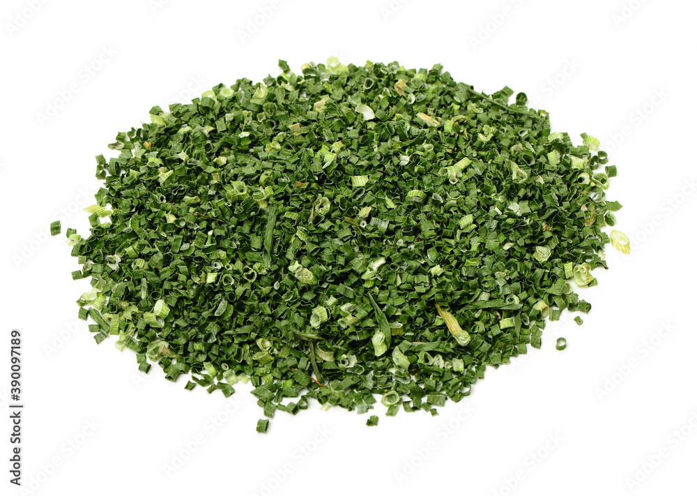 dried chopped spring onion or scallion isolated on white background dried chopped spring onion or scallion isolated on white background