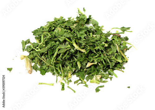 Heap of dry isolated coriander on white background