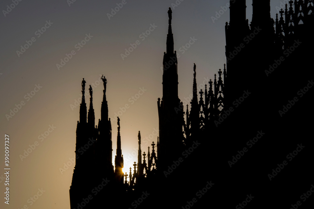Cathedral detail on sunrise, italy Cathedral detail on sunrise, italy