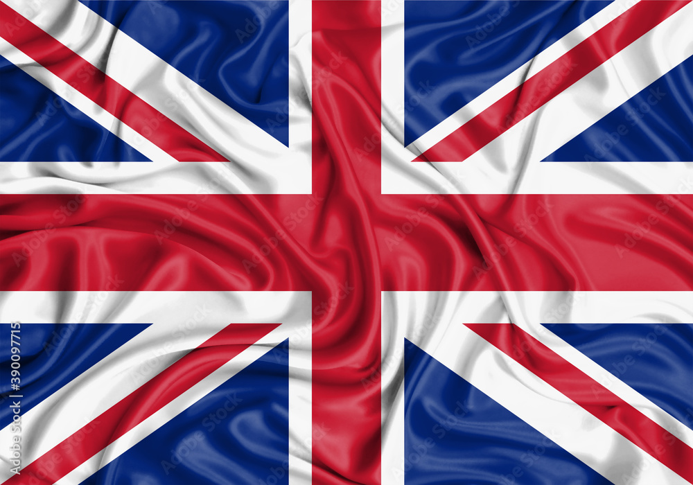 United Kingdom , national flag on fabric texture waving background. United Kingdom , national flag on fabric texture waving background.