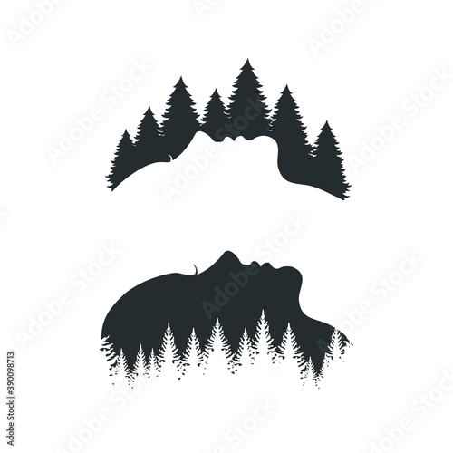 Girl profile and forest silhouette