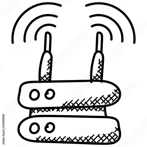 
An access point device with signals, wifi router
