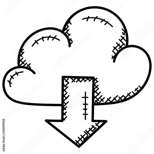 
Cloud with outgoing data arrows representing cloud data management
