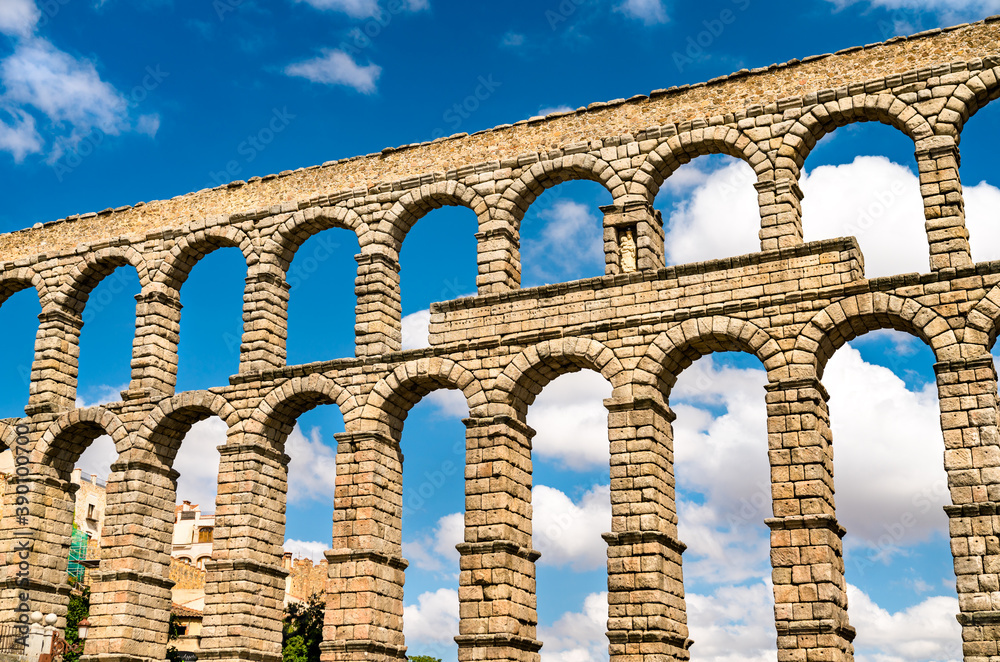 Ancient roman aqueduct of Segovia in Castile and Leon, Spain Ancient roman aqueduct of Segovia in Castile and Leon, Spain