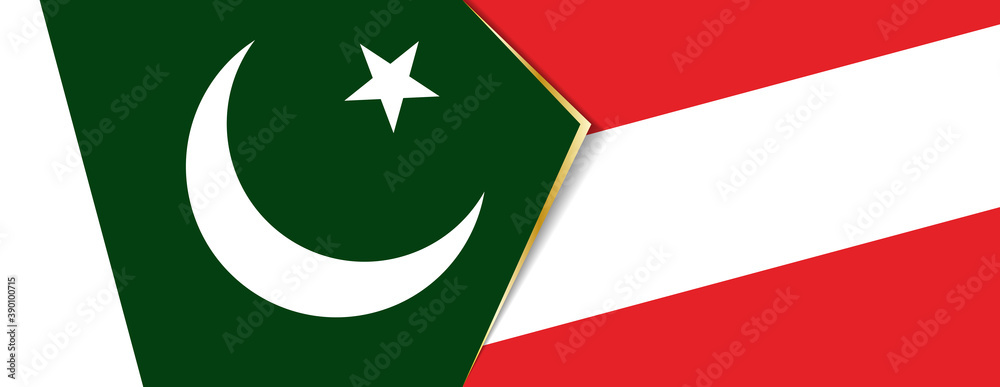 Pakistan and Austria flags, two vector flags. Pakistan and Austria flags, two vector flags.