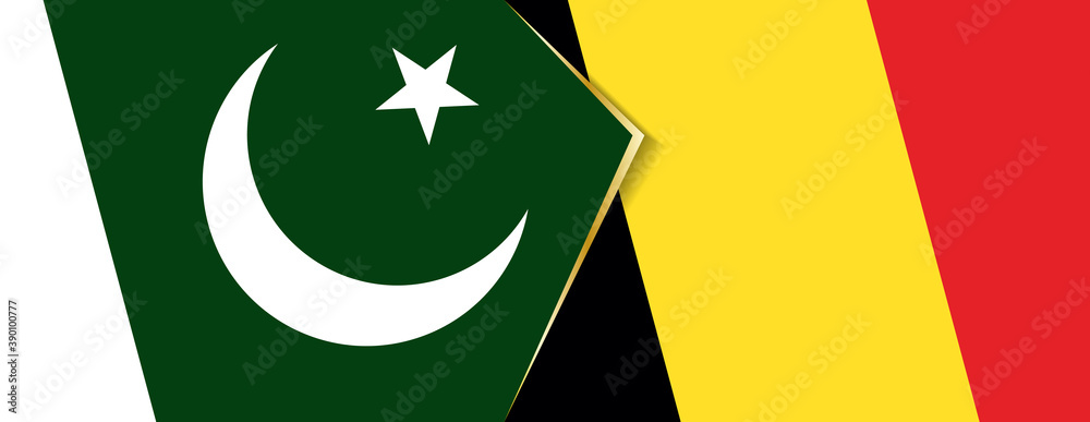 Pakistan and Belgium flags, two vector flags. Pakistan and Belgium flags, two vector flags.
