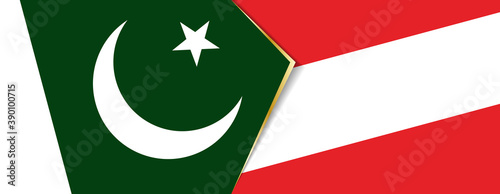 Pakistan and Austria flags, two vector flags.