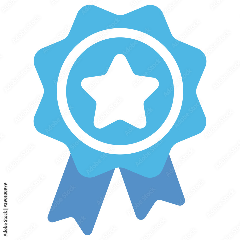 Flat icon design of a ribbon award badge with a star in center
Flat icon design of a ribbon award badge with a star in center