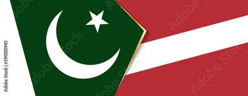 Pakistan and Latvia flags, two vector flags.
