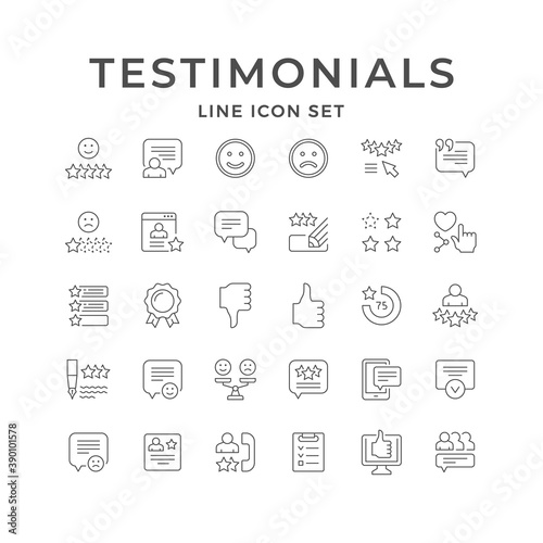 Set line icons of testimonials