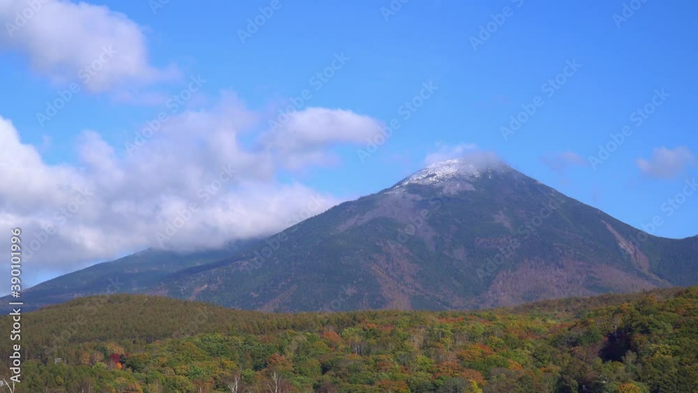 秋の白樺湖と蓼科山 秋の白樺湖と蓼科山