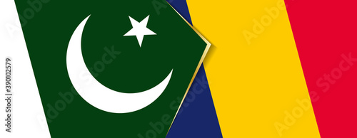 Pakistan and Chad flags, two vector flags.