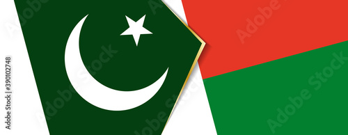 Pakistan and Madagascar flags, two vector flags.