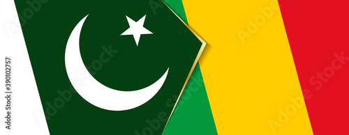 Pakistan and Mali flags, two vector flags.