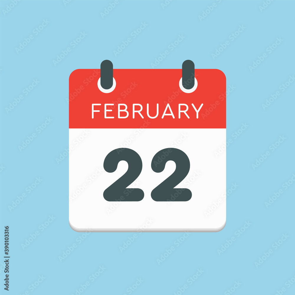 Icon day date 22 February, template calendar page Icon day date 22 February, template calendar page