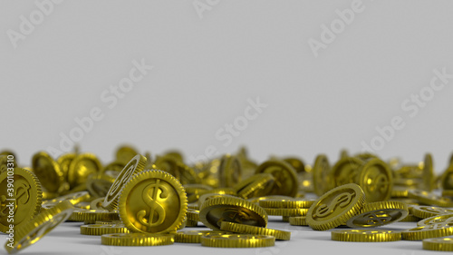 Gold coins 3D rendering ill...