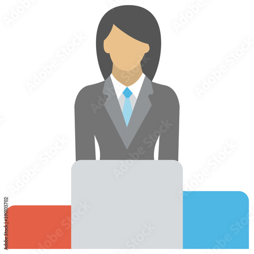
A businesswoman on a leaderboard showing work advancement and promotion

