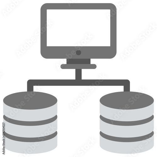 
Monitor designed and connected with servers symbolic of network database
