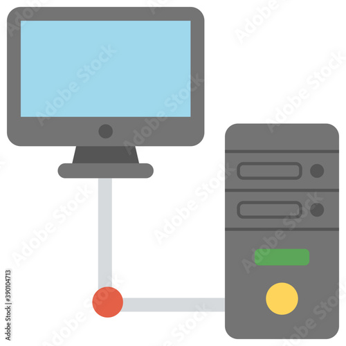
Monitor designed and connected with servers symbolic of network database
