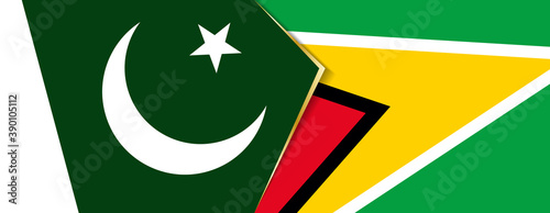 Pakistan and Guyana flags, two vector flags.