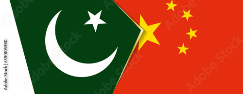 Pakistan and China flags, two vector flags. photo