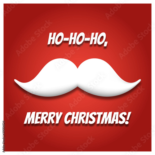 Santa's mustache vector illustration. Printable Christmas greeting card. Mustache isolated cartoon style.