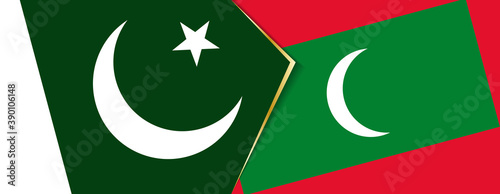 Pakistan and Maldives flags, two vector flags.