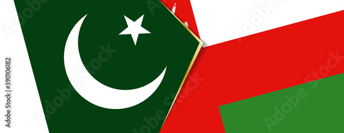 Pakistan and Oman flags, two vector flags.