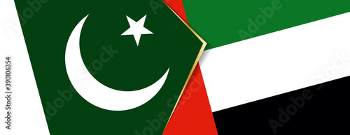 Pakistan and United Arab Emirates flags, two vector flags.