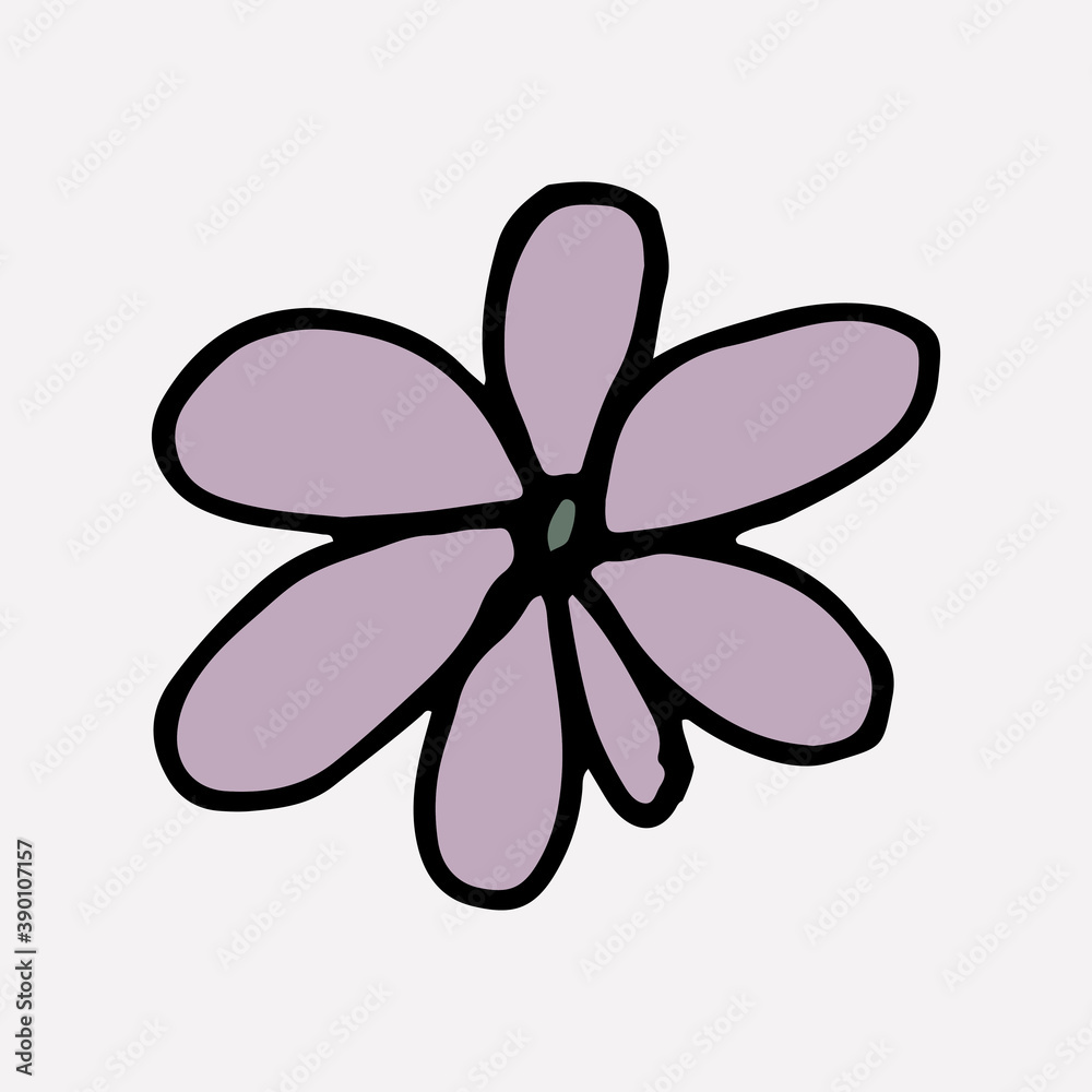 Hand drawn doodle flower head illustration. Simple floral element isolated on white background Hand drawn doodle flower head illustration. Simple floral element isolated on white background