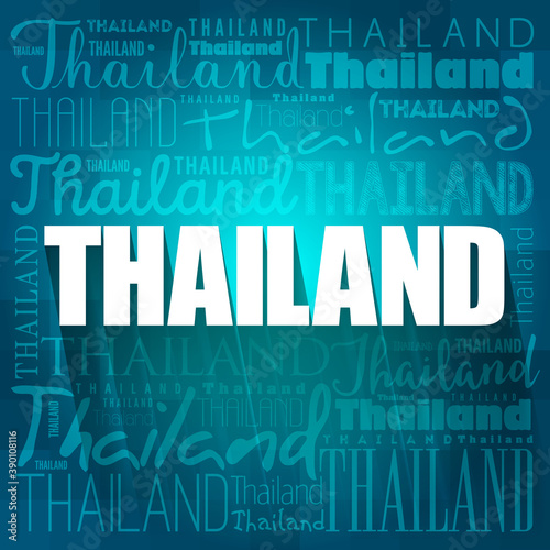 Photography Thailand wallpaper word cloud, travel concept background
