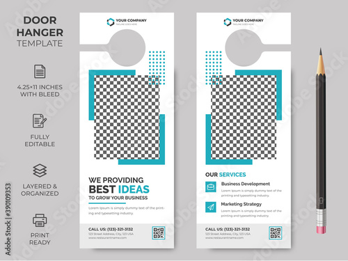 Business Corporate Door Hanger, Vector illustration, modern Door hanger, do not disturb and make up room sign Premium Vector, Door hanger design template
