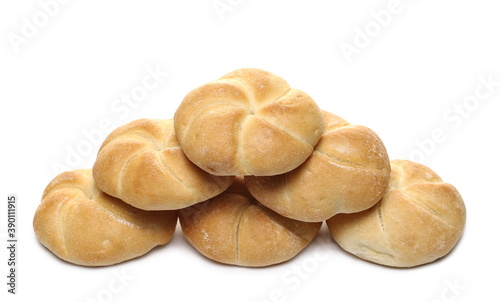 Kaiser rolls bread isolated on white background © dule964