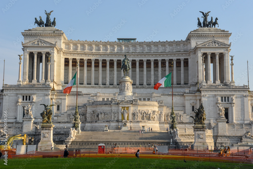 Equestrian monument to Victor Emmanuel II near Vittoriano in Rome, Italy..