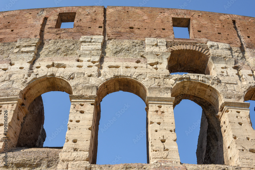 Detail of the roman Colossum in Roma, Italy