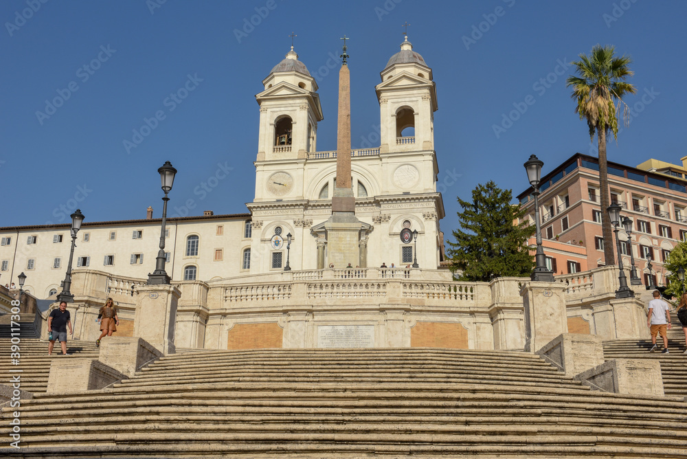 Church of Trinita dei Monti on Spagna square at Rome in Italy