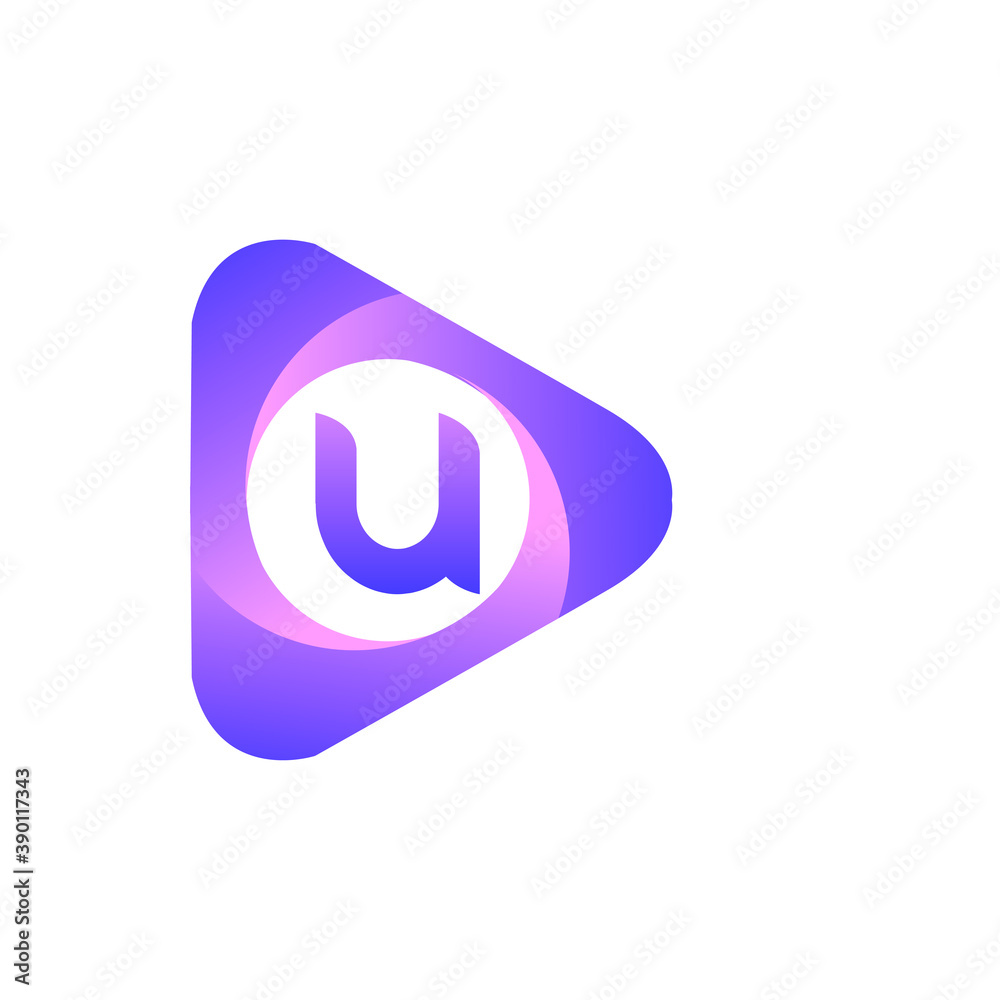 U letter colorful logo in the triangle shape, Vector design template elements for your Business or company identity. U letter colorful logo in the triangle shape, Vector design template elements for your Business or company identity.