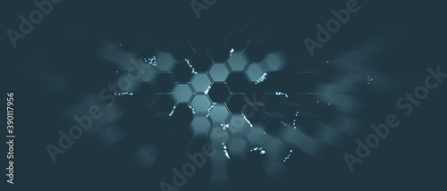 Abstract hexagon background. Technology poligonal design. Digital futuristic minimalism