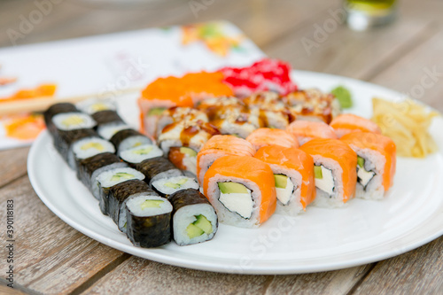 sushi set in a white plate