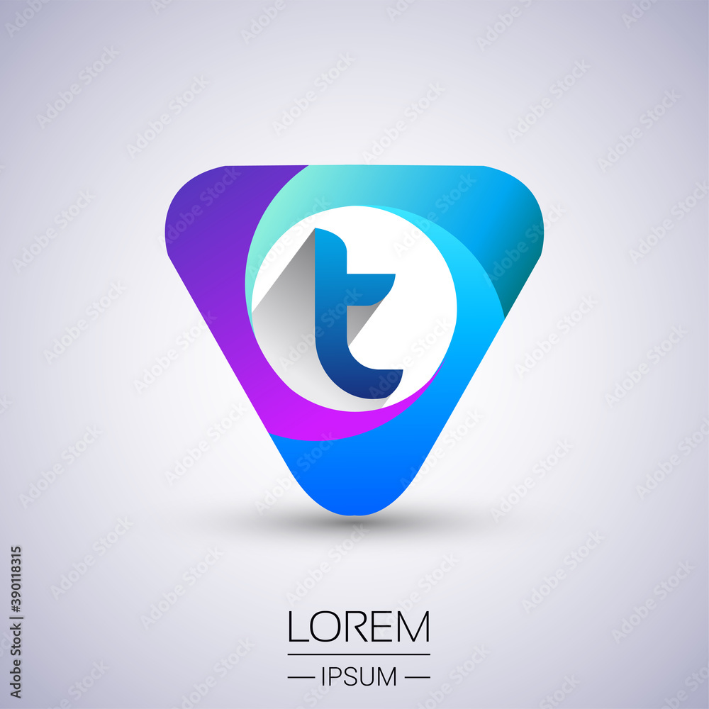 T letter colorful logo in the triangle shape, Vector design template elements for your Business or company identity.
